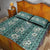 Hawaii Vintage Green Hibiscus Tapa Pattern Quilt Bed Set