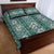 Hawaii Vintage Green Hibiscus Tapa Pattern Quilt Bed Set