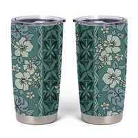 Hawaii Vintage Green Hibiscus Tapa Pattern Tumbler Cup LT05 Green - Polynesian Pride