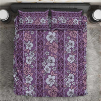 Hawaii Vintage Violet Hibiscus Tapa Pattern Bedding Set
