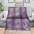 Hawaii Vintage Violet Hibiscus Tapa Pattern Blanket