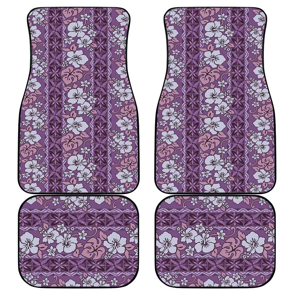 Hawaii Vintage Violet Hibiscus Tapa Pattern Car Mats