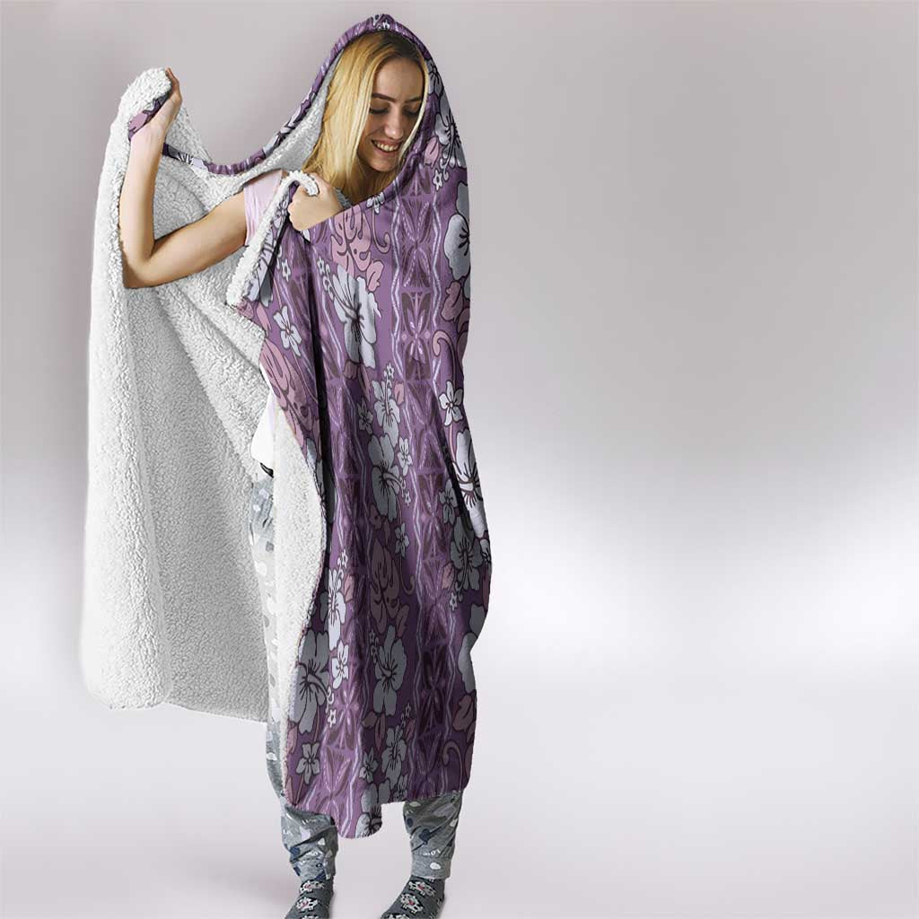Hawaii Vintage Violet Hibiscus Tapa Pattern Hooded Blanket LT05 - Polynesian Pride