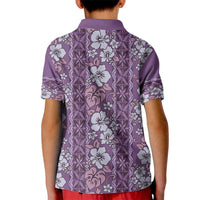 Hawaii Vintage Violet Hibiscus Tapa Pattern Kid Polo Shirt LT05 - Polynesian Pride