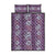 Hawaii Vintage Violet Hibiscus Tapa Pattern Quilt Bed Set