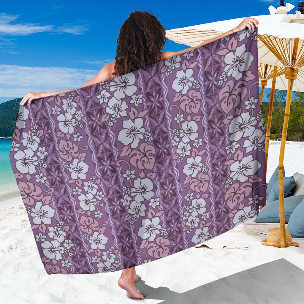 Hawaii Vintage Violet Hibiscus Tapa Pattern Sarong