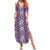 Hawaii Vintage Violet Hibiscus Tapa Pattern Summer Maxi Dress