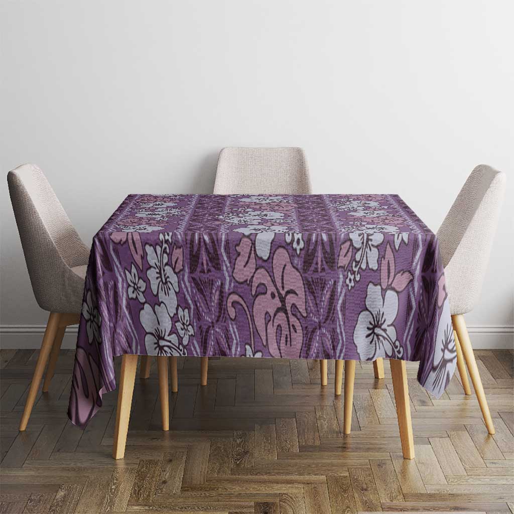 Hawaii Vintage Violet Hibiscus Tapa Pattern Tablecloth