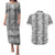 Hawaii Vintage Gray Hibiscus Tapa Pattern Couples Matching Puletasi and Hawaiian Shirt