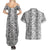 Hawaii Vintage Gray Hibiscus Tapa Pattern Couples Matching Summer Maxi Dress and Hawaiian Shirt