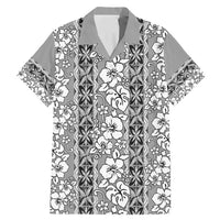 Hawaii Vintage Gray Hibiscus Tapa Pattern Family Matching Mermaid Dress and Hawaiian Shirt