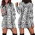 Hawaii Vintage Gray Hibiscus Tapa Pattern Hoodie Dress