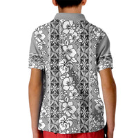 Hawaii Vintage Gray Hibiscus Tapa Pattern Kid Polo Shirt LT05 - Polynesian Pride