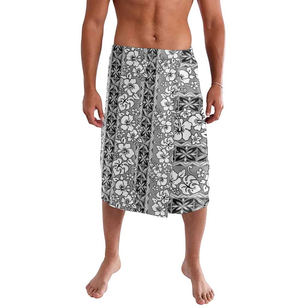 Hawaii Vintage Gray Hibiscus Tapa Pattern Lavalava