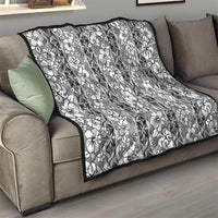 Hawaii Vintage Gray Hibiscus Tapa Pattern Quilt