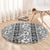Hawaii Vintage Gray Hibiscus Tapa Pattern Round Carpet