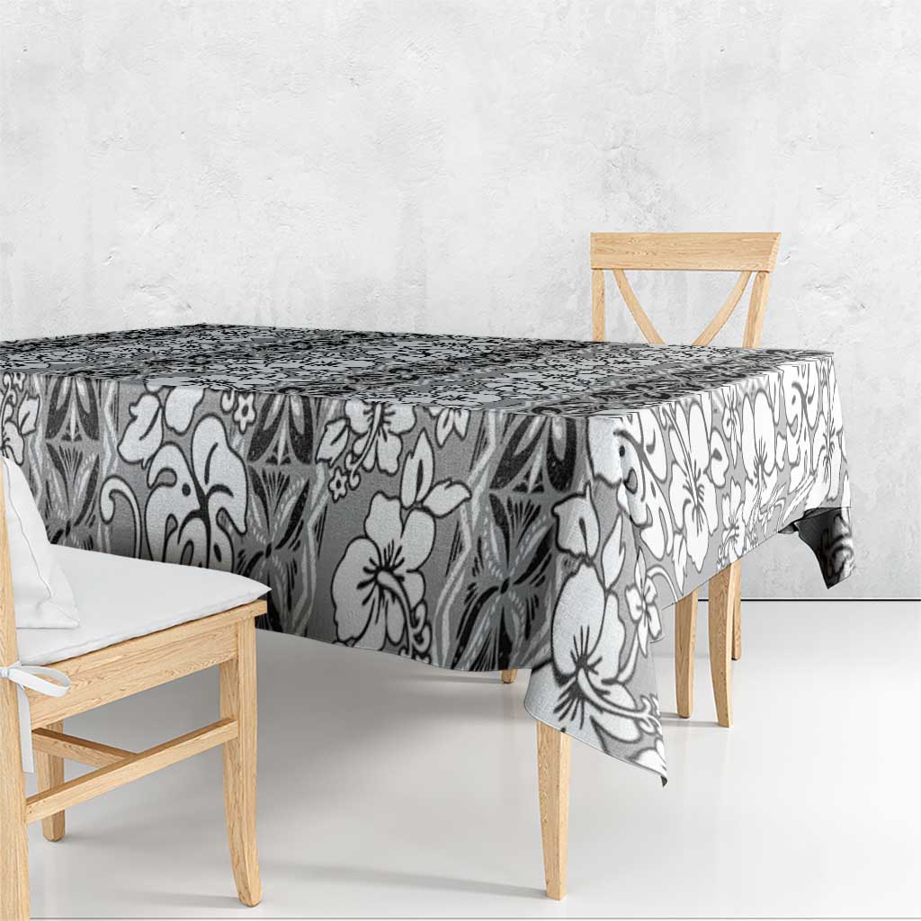 Hawaii Vintage Gray Hibiscus Tapa Pattern Tablecloth