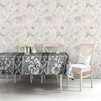 Hawaii Vintage Gray Hibiscus Tapa Pattern Tablecloth