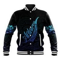Aotearoa New Zealand Baseball Jacket Koru Fern Blue Gradient