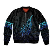 Aotearoa New Zealand Bomber Jacket Koru Fern Blue Gradient LT05 Unisex Blue - Polynesian Pride