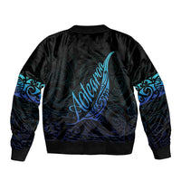 Aotearoa New Zealand Bomber Jacket Koru Fern Blue Gradient LT05 - Polynesian Pride