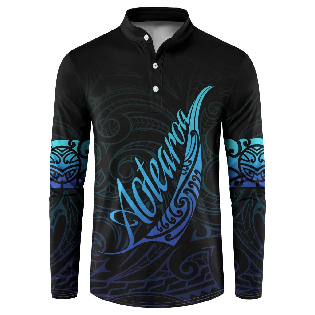 Aotearoa New Zealand Button Sweatshirt Koru Fern Blue Gradient