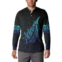 Aotearoa New Zealand Button Sweatshirt Koru Fern Blue Gradient