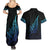 Aotearoa New Zealand Couples Matching Summer Maxi Dress and Hawaiian Shirt Koru Fern Blue Gradient