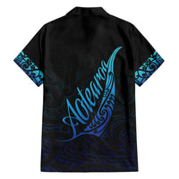 Aotearoa New Zealand Family Matching Long Sleeve Bodycon Dress and Hawaiian Shirt Koru Fern Blue Gradient LT05 - Polynesian Pride