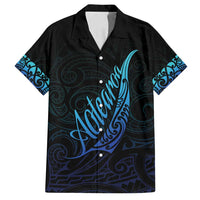 Aotearoa New Zealand Family Matching Off Shoulder Maxi Dress and Hawaiian Shirt Koru Fern Blue Gradient LT05 Dad's Shirt - Short Sleeve Blue - Polynesian Pride
