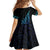 Aotearoa New Zealand Family Matching Off Shoulder Short Dress and Hawaiian Shirt Koru Fern Blue Gradient