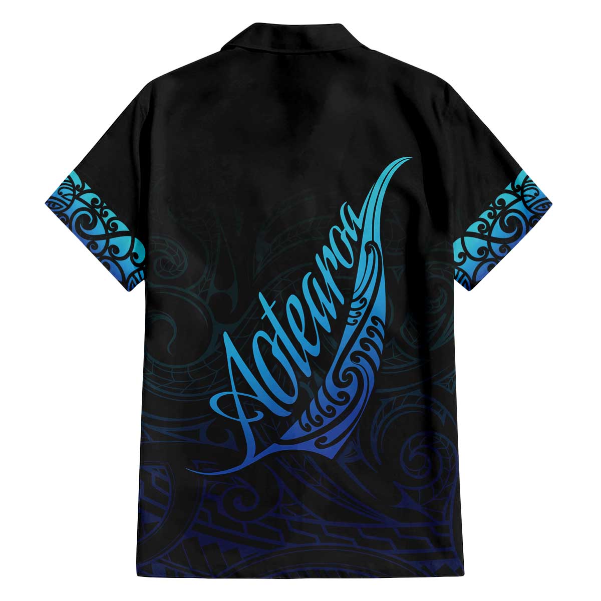Aotearoa New Zealand Family Matching Off Shoulder Short Dress and Hawaiian Shirt Koru Fern Blue Gradient