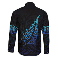 Aotearoa New Zealand Family Matching Puletasi and Hawaiian Shirt Koru Fern Blue Gradient LT05 - Polynesian Pride