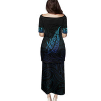 Aotearoa New Zealand Family Matching Puletasi and Hawaiian Shirt Koru Fern Blue Gradient LT05 - Polynesian Pride