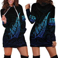 Aotearoa New Zealand Hoodie Dress Koru Fern Blue Gradient