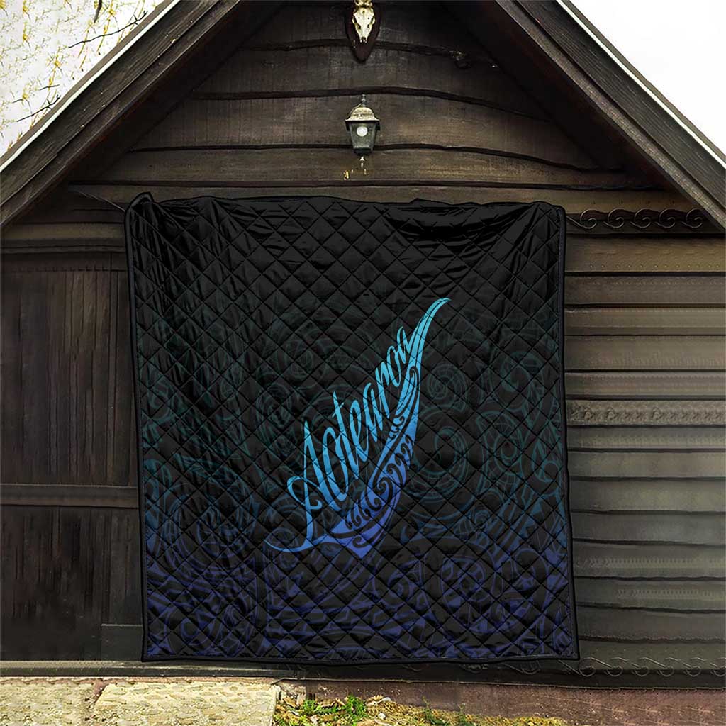 Aotearoa New Zealand Quilt Koru Fern Blue Gradient