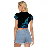 Aotearoa New Zealand Raglan Cropped T Shirt Koru Fern Blue Gradient