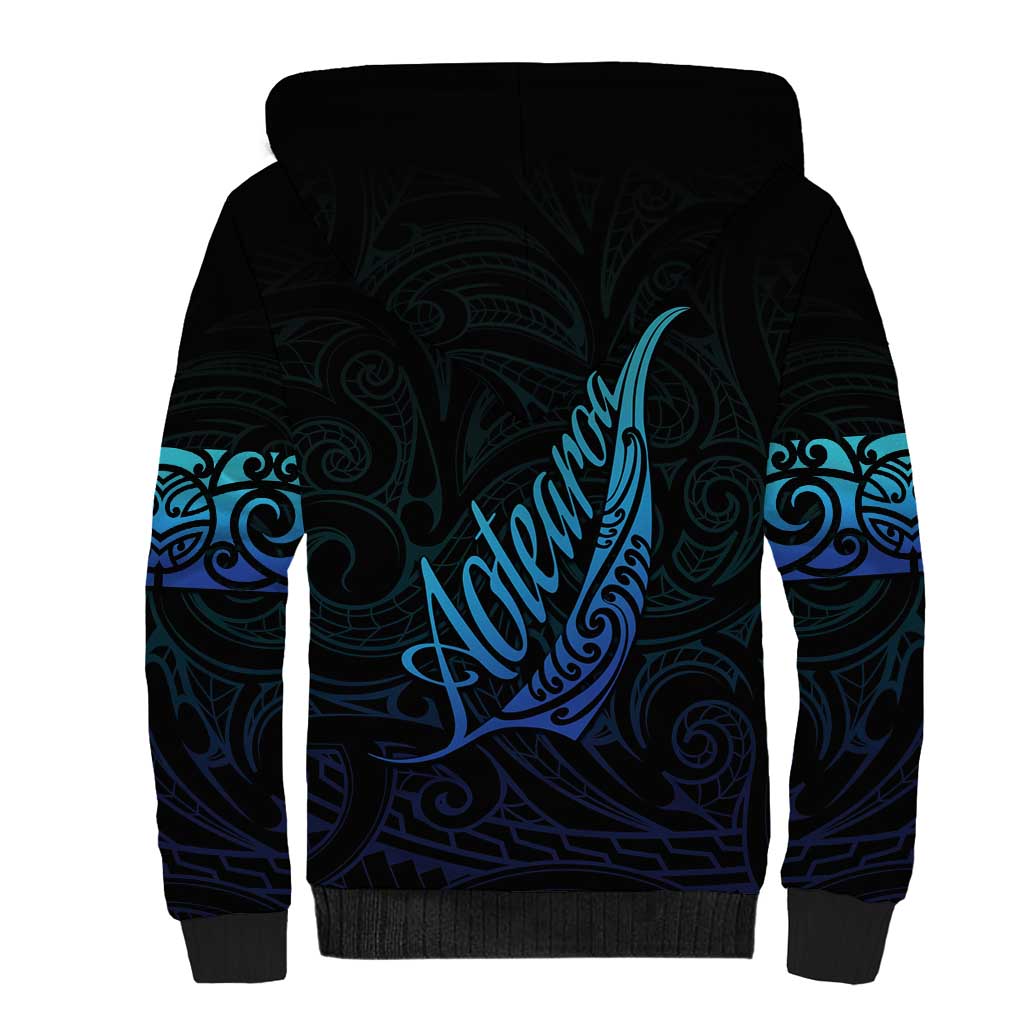 Aotearoa New Zealand Sherpa Hoodie Koru Fern Blue Gradient