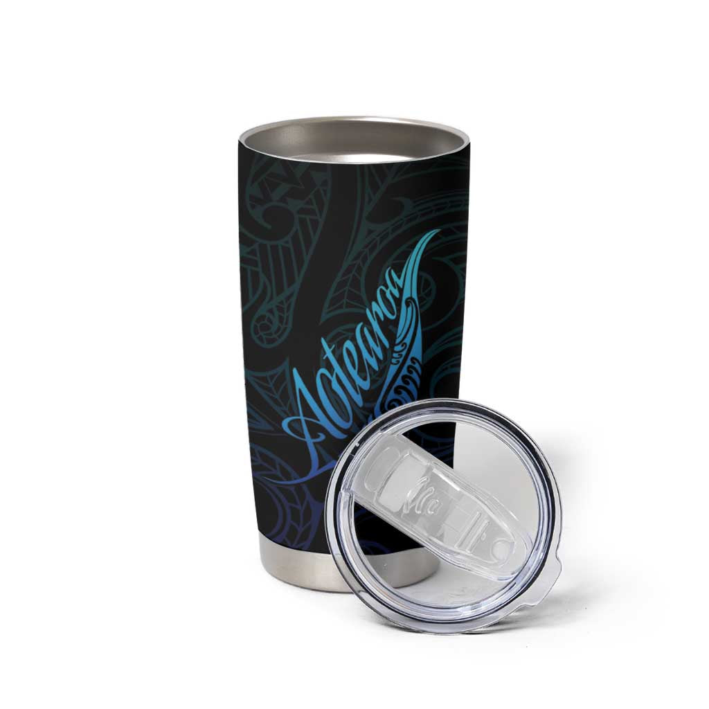 Aotearoa New Zealand Tumbler Cup Koru Fern Blue Gradient LT05 - Polynesian Pride