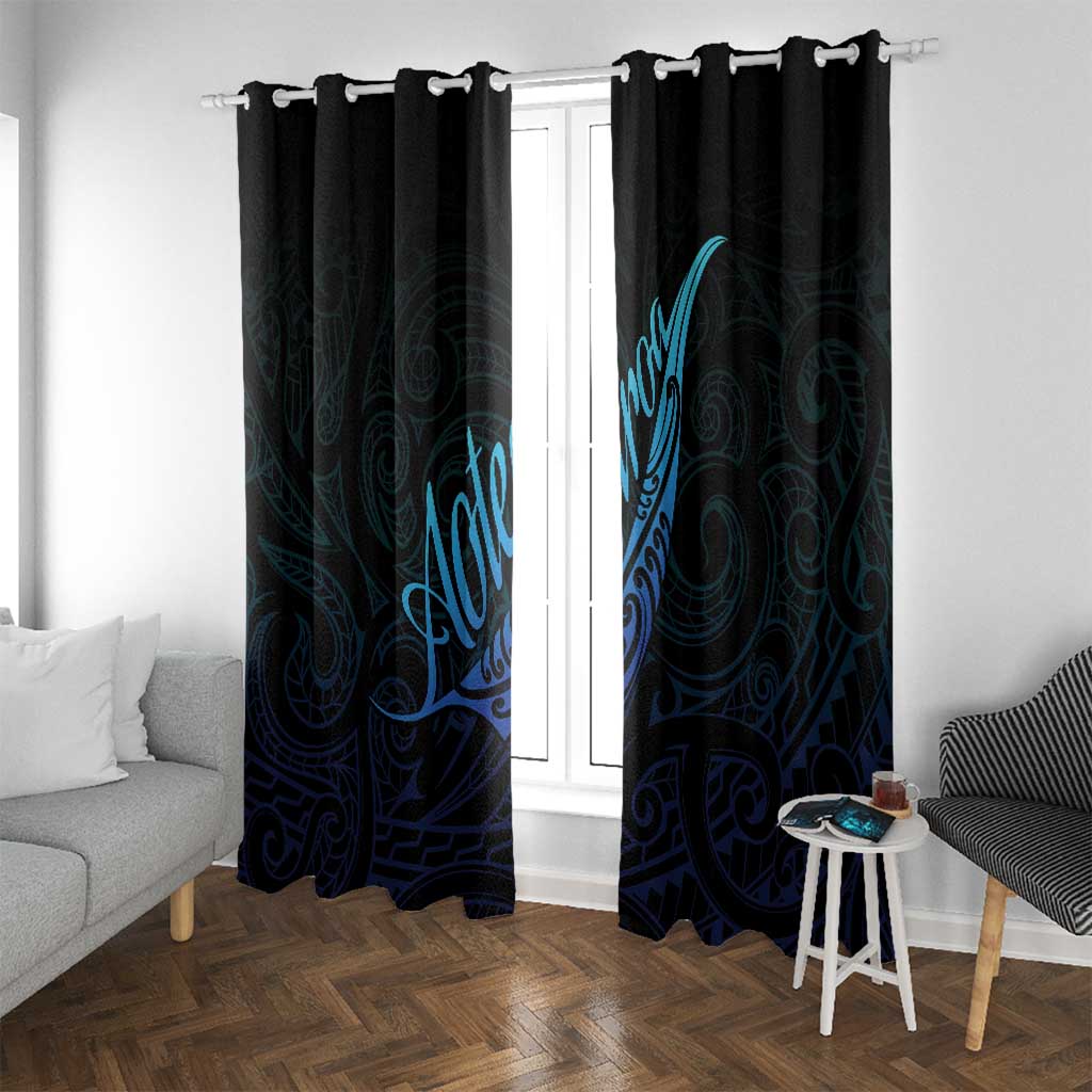 Aotearoa New Zealand Window Curtain Koru Fern Blue Gradient