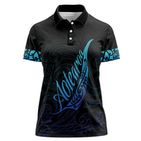 Aotearoa New Zealand Women Polo Shirt Koru Fern Blue Gradient