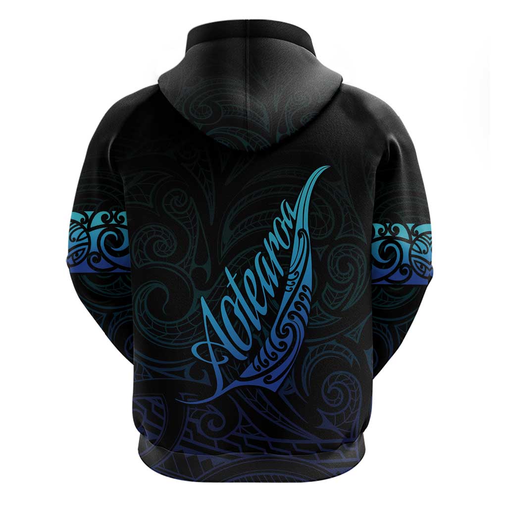 Aotearoa New Zealand Zip Hoodie Koru Fern Blue Gradient LT05 - Polynesian Pride