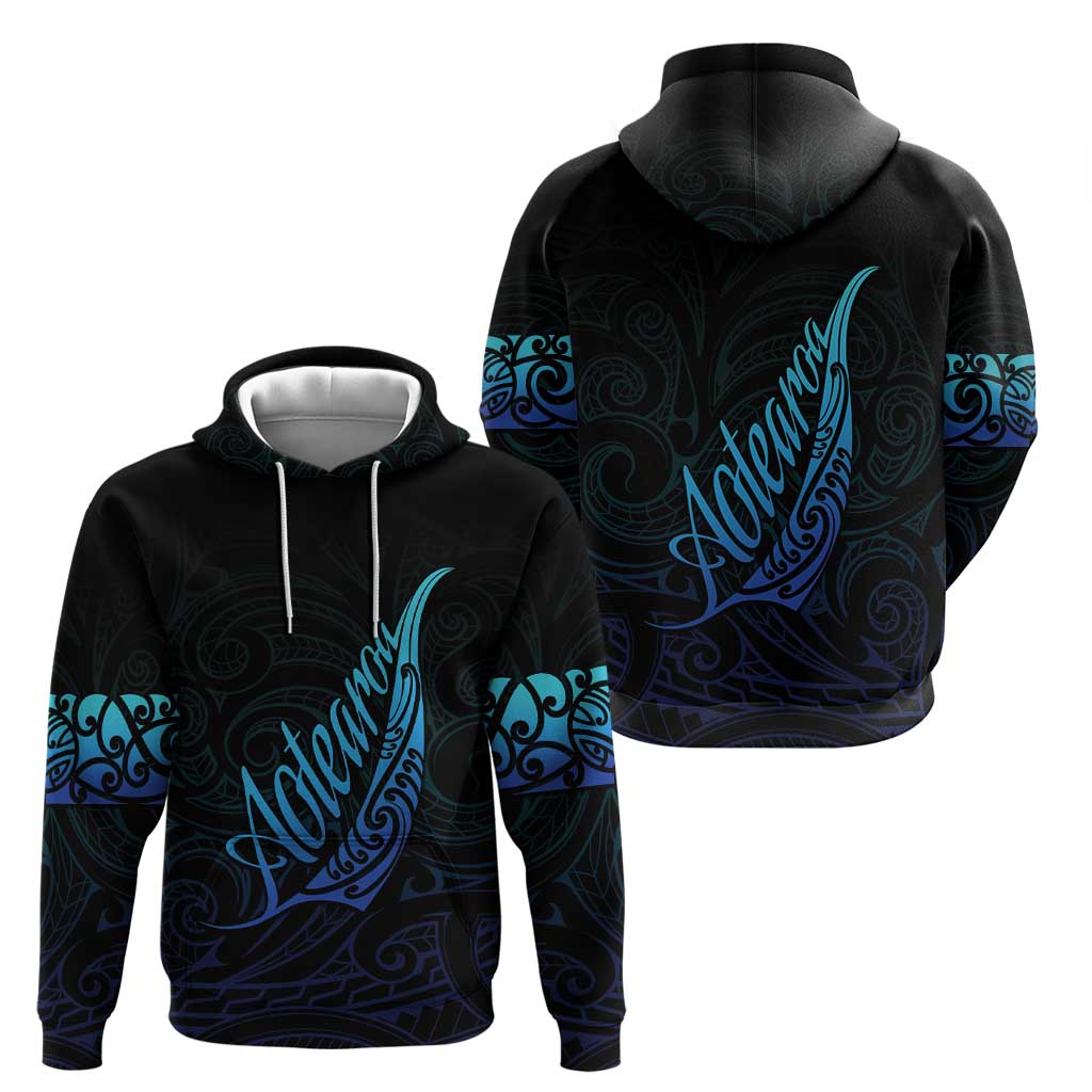 Aotearoa New Zealand Zip Hoodie Koru Fern Blue Gradient LT05 - Polynesian Pride