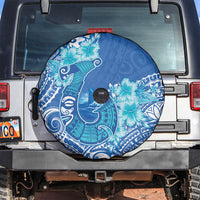 Hawaii Discoverers Day Spare Tire Cover Polynesian Fish Hook With Hibiscus Blue LT05 Blue - Polynesian Pride