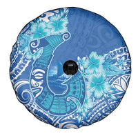 Hawaii Discoverers Day Spare Tire Cover Polynesian Fish Hook With Hibiscus Blue LT05 - Polynesian Pride