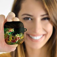 Hawaii Discoverers Day AirPods Case Polynesian Fish Hook With Hibiscus Reggae
