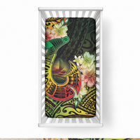 Hawaii Discoverers Day Baby Bed Cover Polynesian Fish Hook With Hibiscus Reggae LT05 28 × 52 in Reggae - Polynesian Pride
