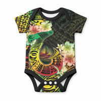 Hawaii Discoverers Day Baby Onesie Polynesian Fish Hook With Hibiscus Reggae LT05 Reggae - Polynesian Pride