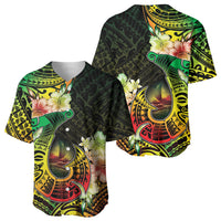 Hawaii Discoverers Day Baseball Jersey Polynesian Fish Hook With Hibiscus Reggae