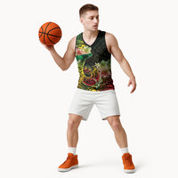 Hawaii Discoverers Day Basketball Jersey Polynesian Fish Hook With Hibiscus Reggae LT05 - Polynesian Pride